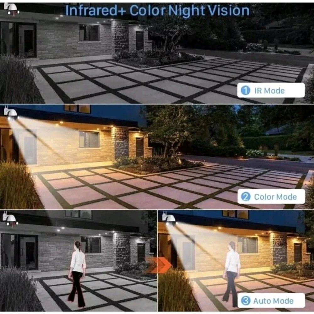 3MP Smart Camera WiFi Floodlight Security Camera Outdoor‎ Video Surveillance